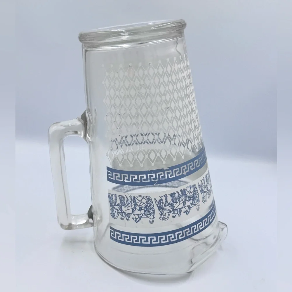 Vintage MCM Jeanette Glass Blue & White Patrician Pattern 64oz Pitcher